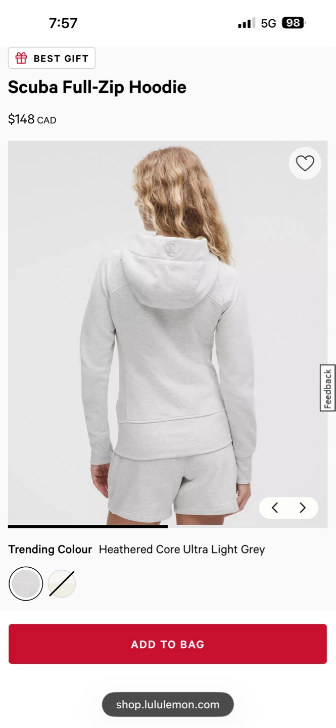 Lululemon Scuba Full-Zip Hoodie Heathered Core Ultra Light Grey - photo 4