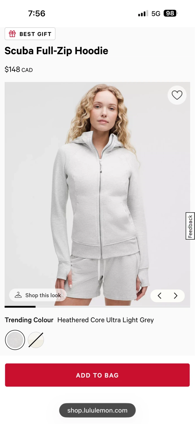 Lululemon Scuba Full-Zip Hoodie Heathered Core Ultra Light Grey - photo 3