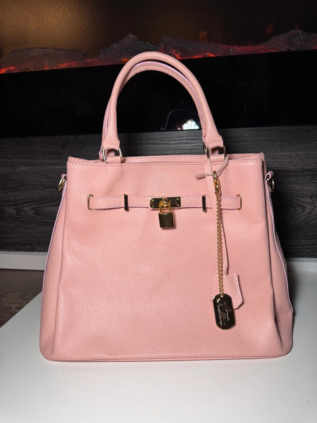 Anna Morellini Women's Pink Structured Satchel Handbag