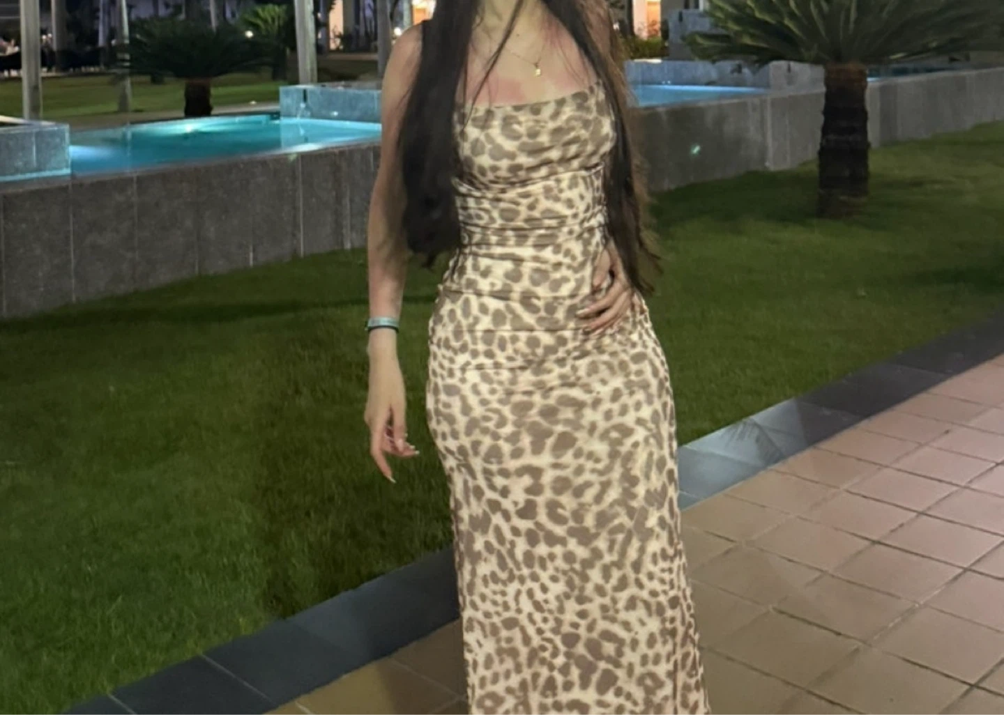 Leopard Print Spaghetti Strap Maxi Dress