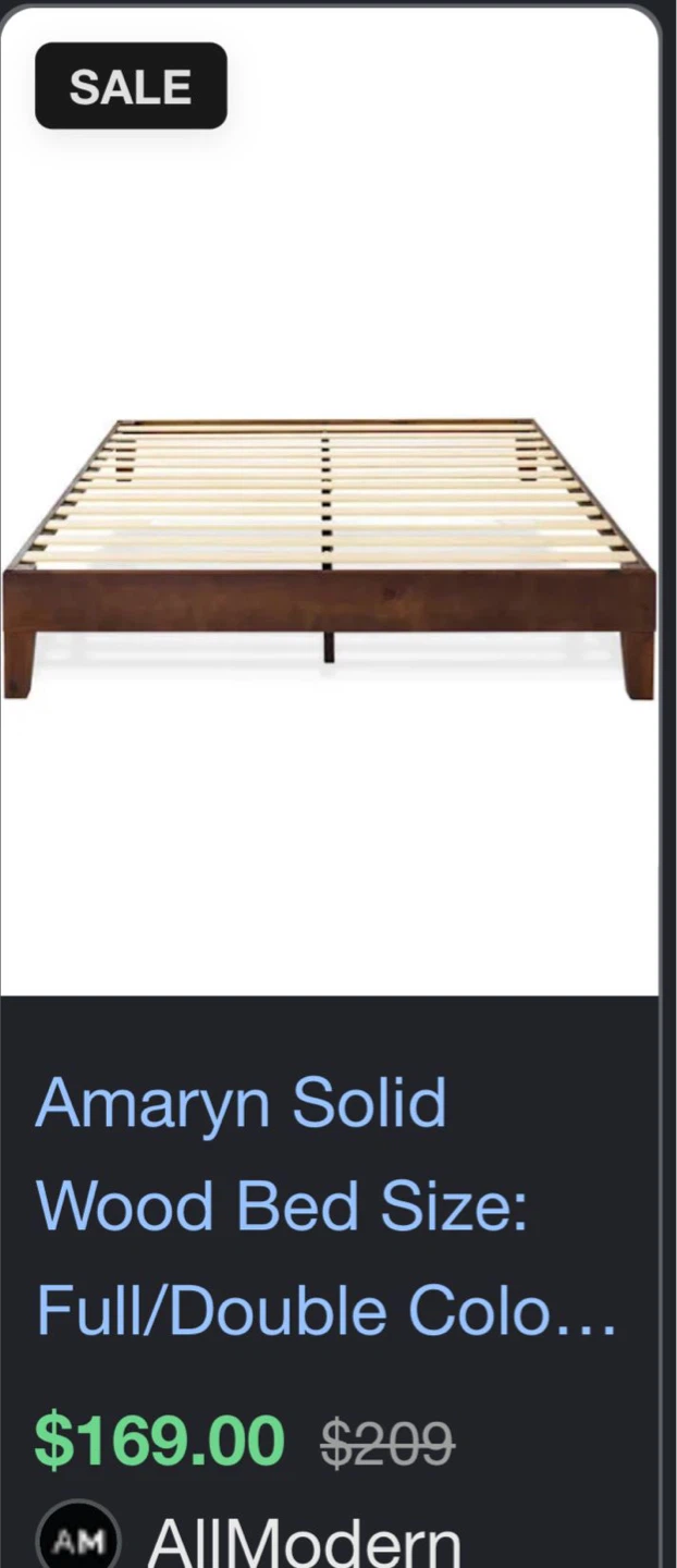 AllModern Amaryn Solid Wood Bed Frame - Full/Double