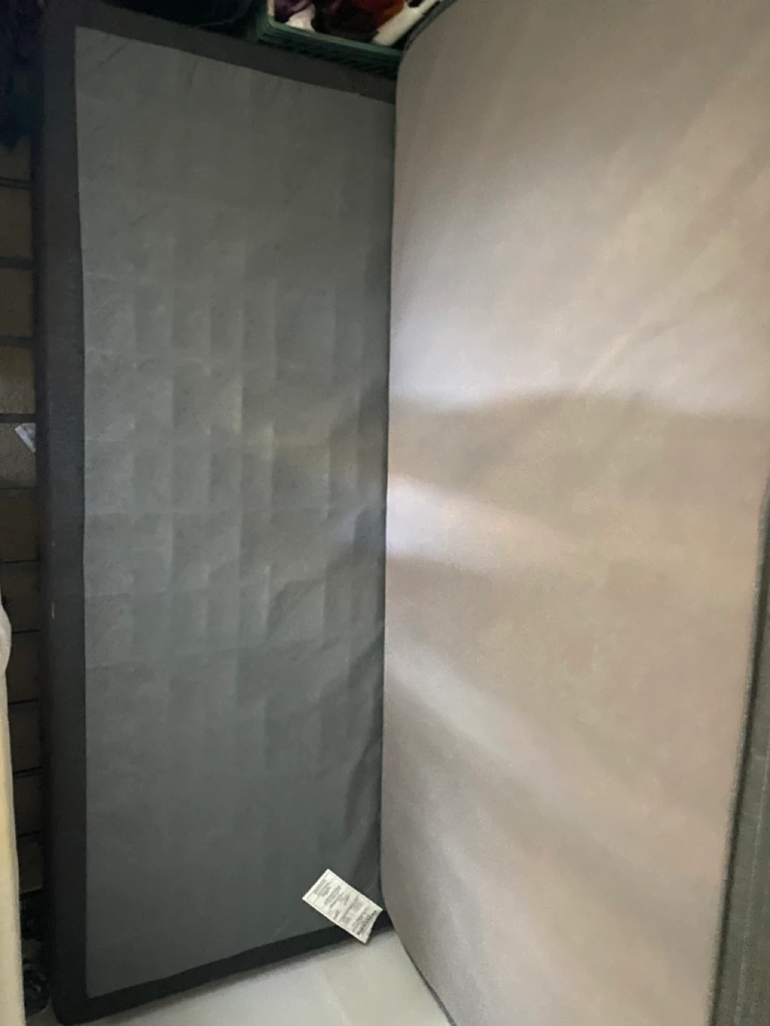 Twin Mattress with Box Spring, mattress cover, and bed frame - photo 5