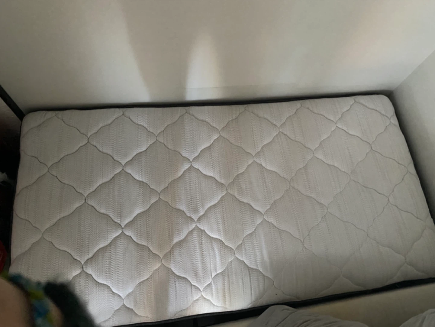 Twin Mattress with Box Spring, mattress cover, and bed frame - photo 2