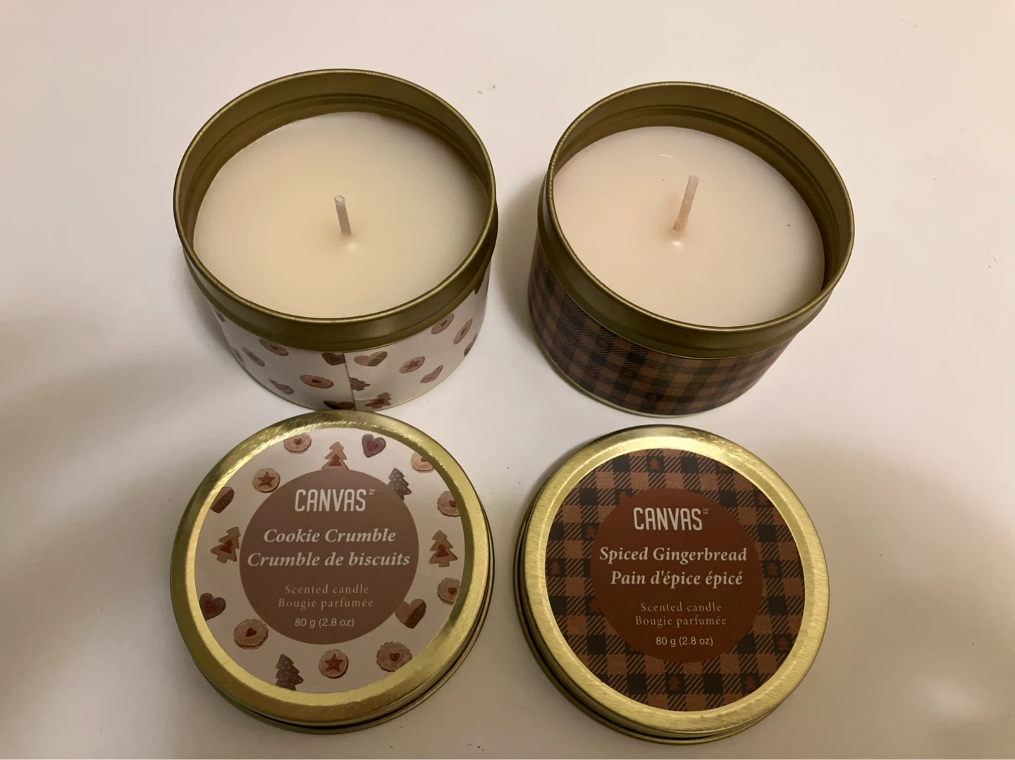 CANVAS Scented Candles - Cookie Crumble & Spiced Gingerbread