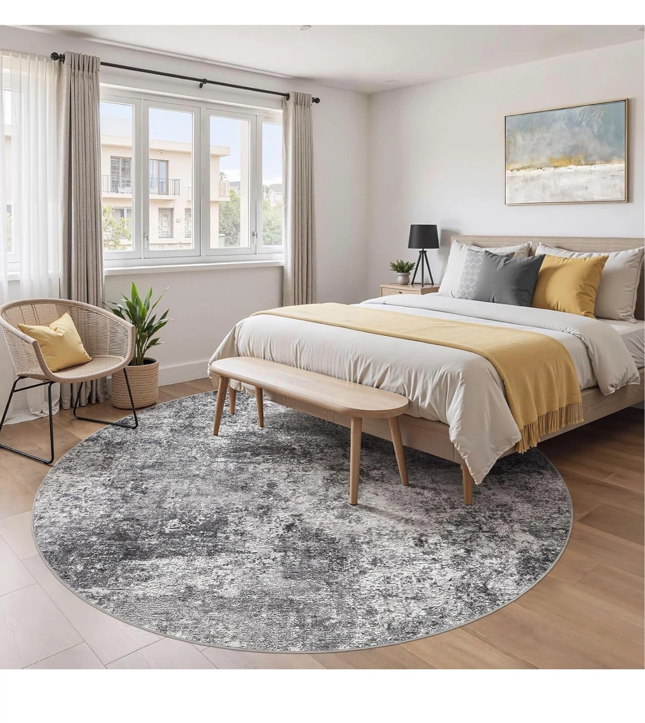 DMOYEST 8ft Round Area Rug - Grey R8F - photo 3