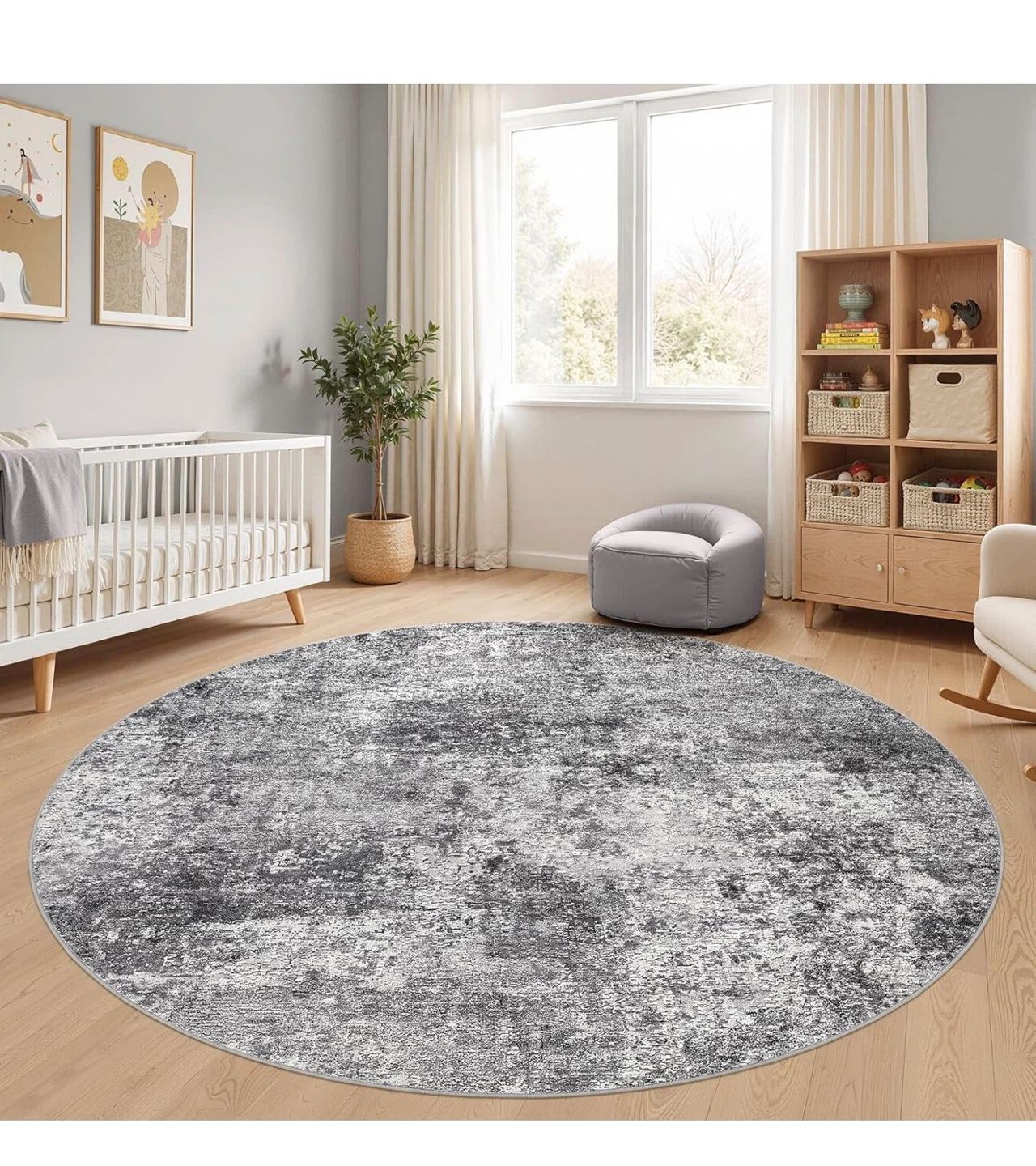 DMOYEST 8ft Round Area Rug - Grey R8F - photo 5