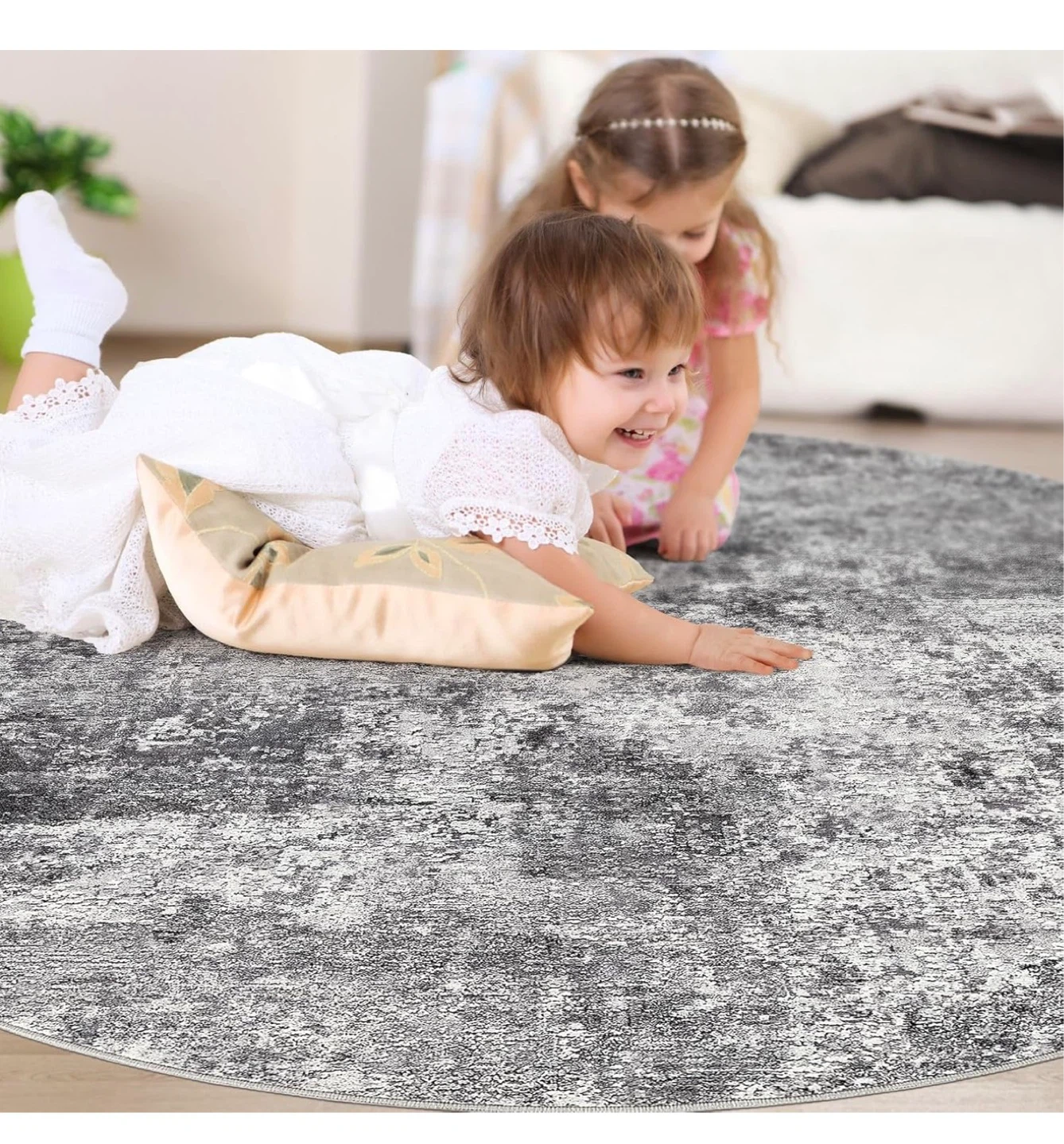 DMOYEST 8ft Round Area Rug - Grey R8F - photo 4
