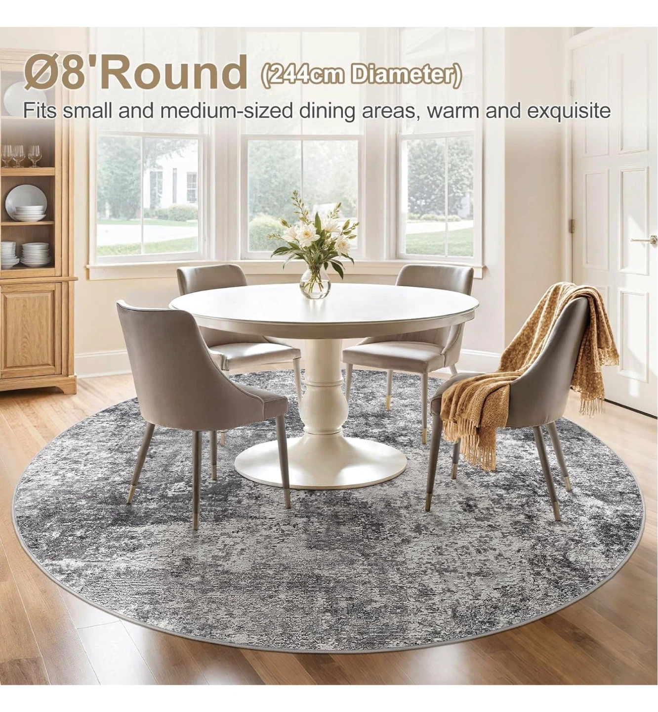DMOYEST 8ft Round Area Rug - Grey R8F - photo 2