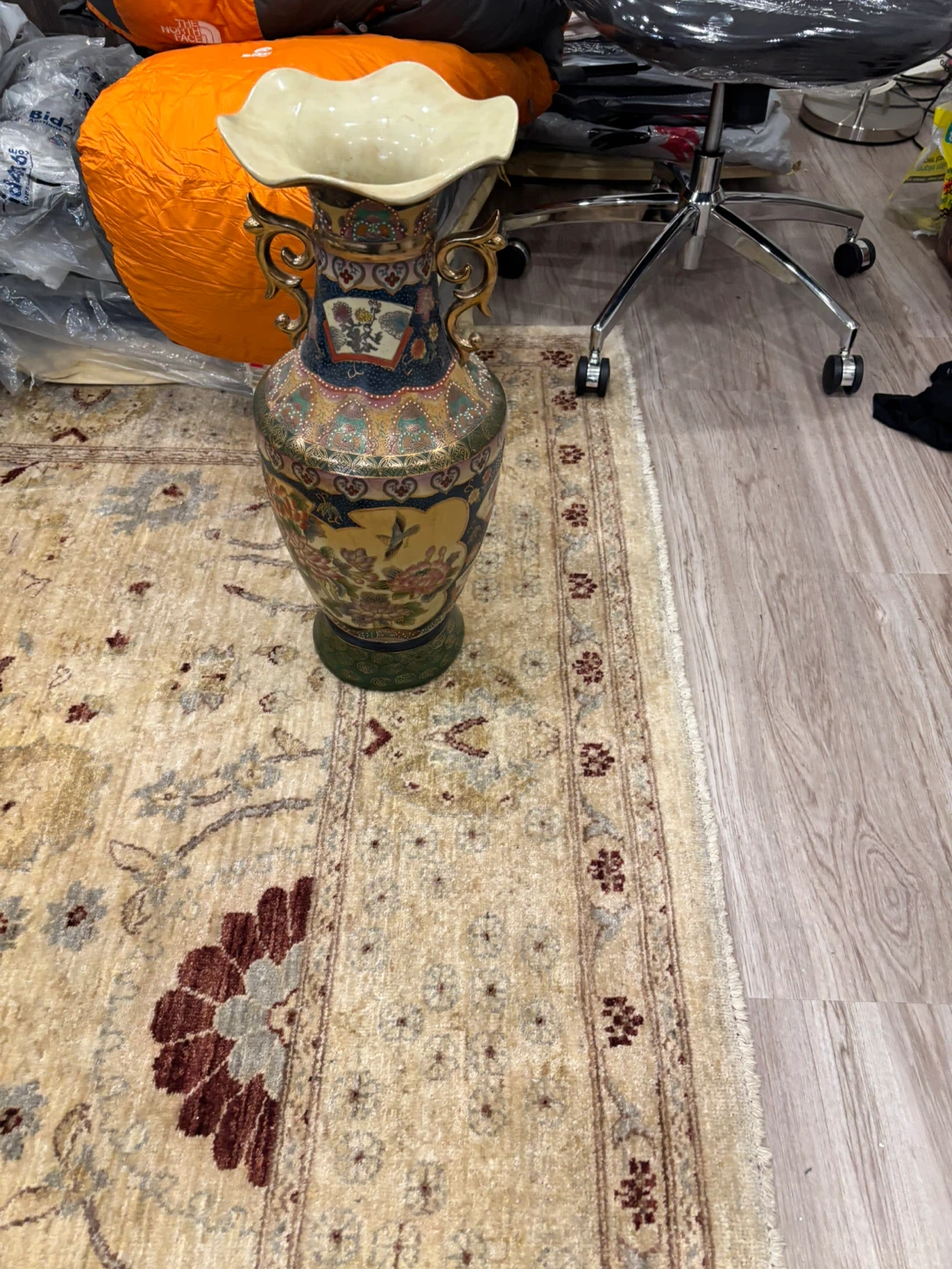 Vintage 24” Asian Satsuma Style Floor Vase – Hand Painted - photo 2