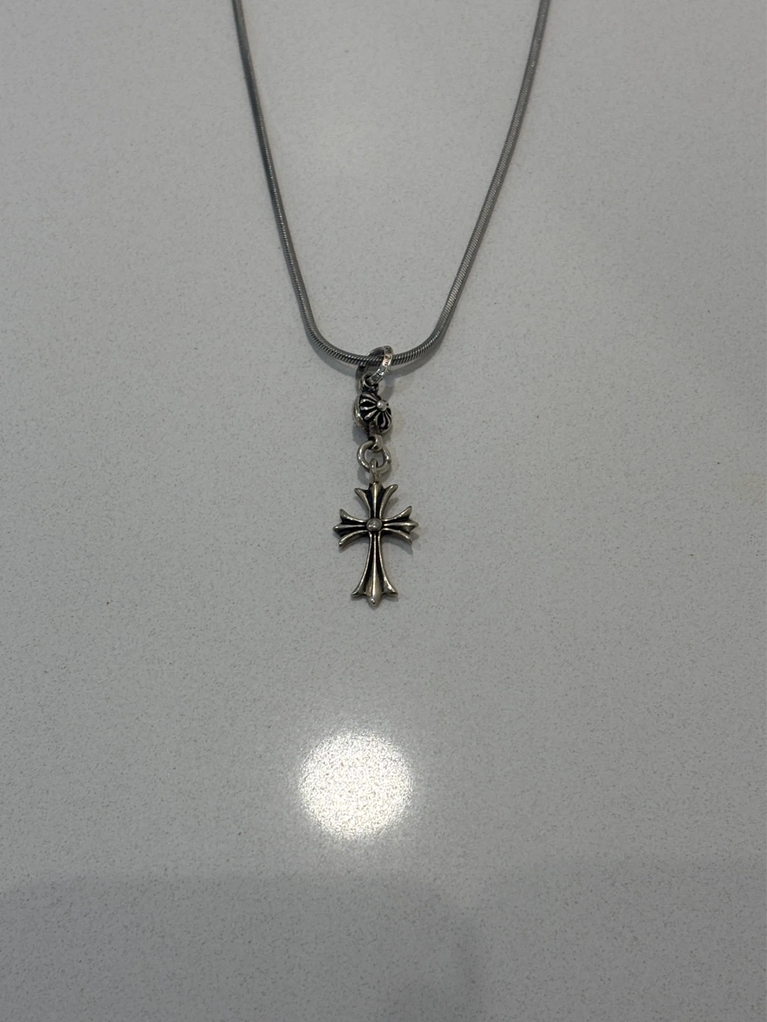 Chrome Hearts 1 Ball Tiny CH Cross Pendant Silver