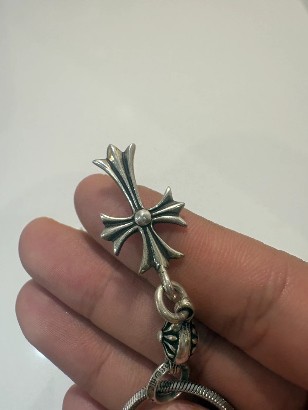 Chrome Hearts 1 Ball Tiny CH Cross Pendant Silver - photo 2