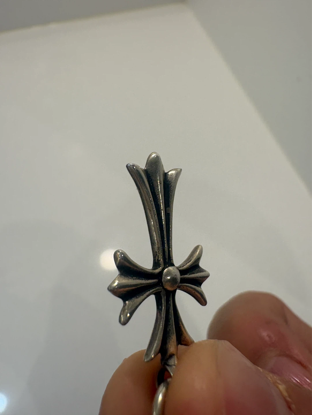 Chrome Hearts 1 Ball Tiny CH Cross Pendant Silver - photo 3