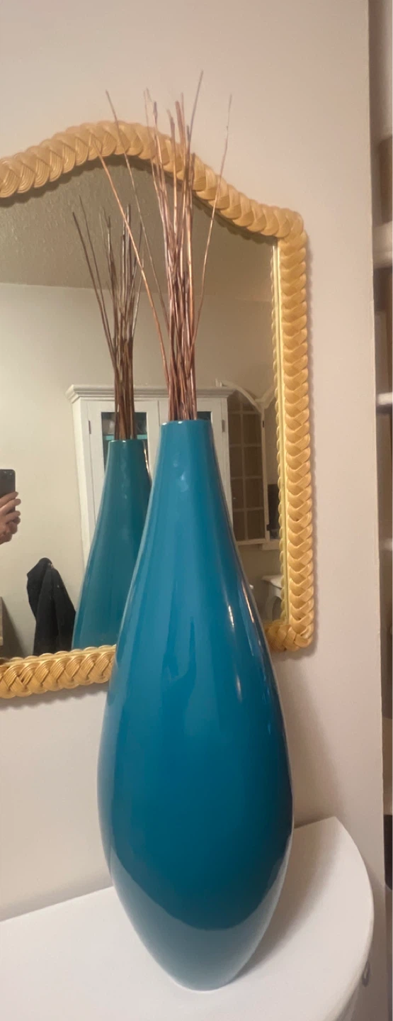 Torre & Tagus Floor Vase – Teal / Aqua LARGE (Very Lightweight)