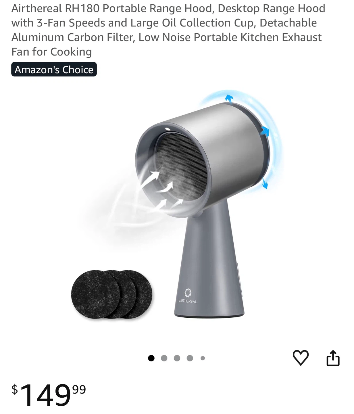RH180 Portable Range Hood - Desktop Exhaust Fan P7R