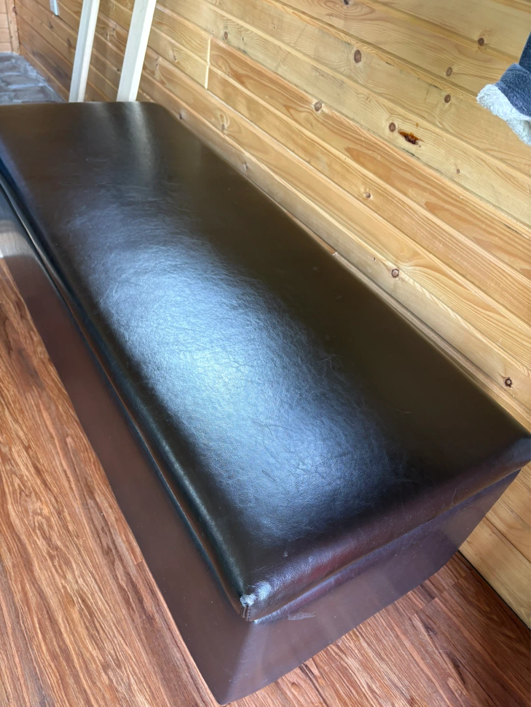 Brown Leather Storage Bench