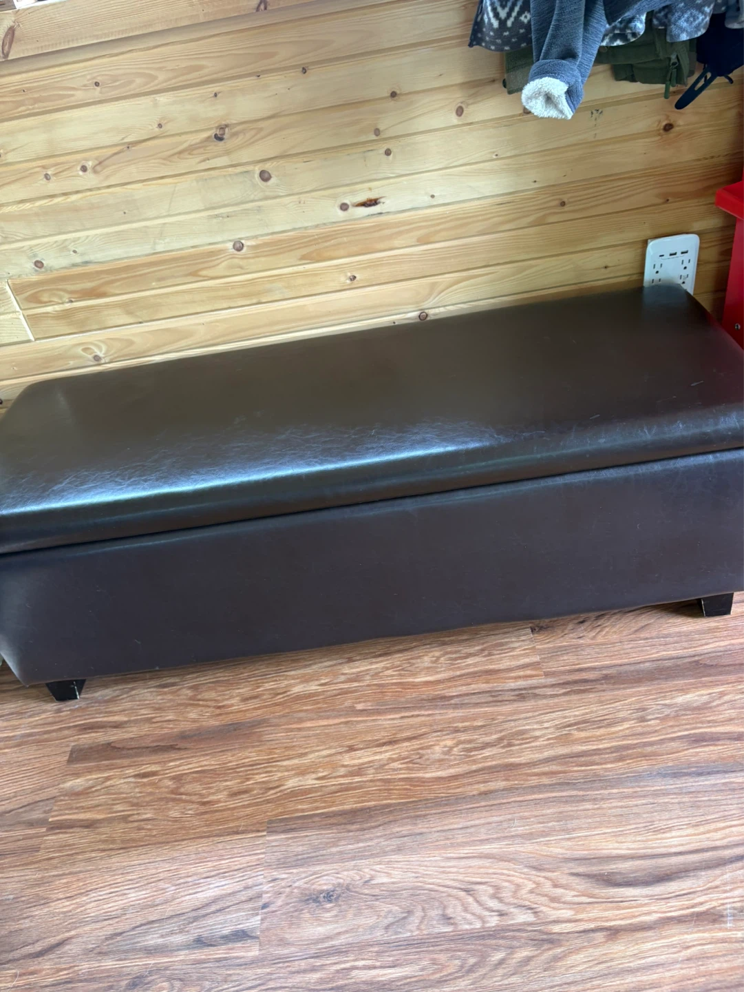 Brown Leather Storage Bench - photo 2