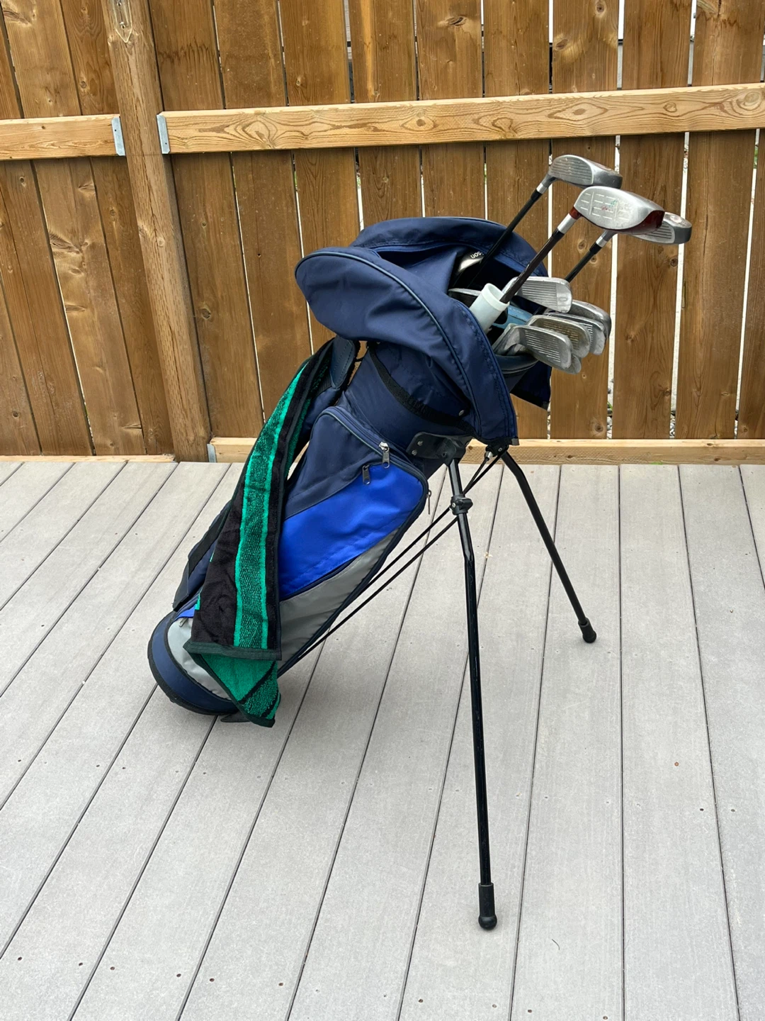 Navy Blue Golf Bag with Clubs