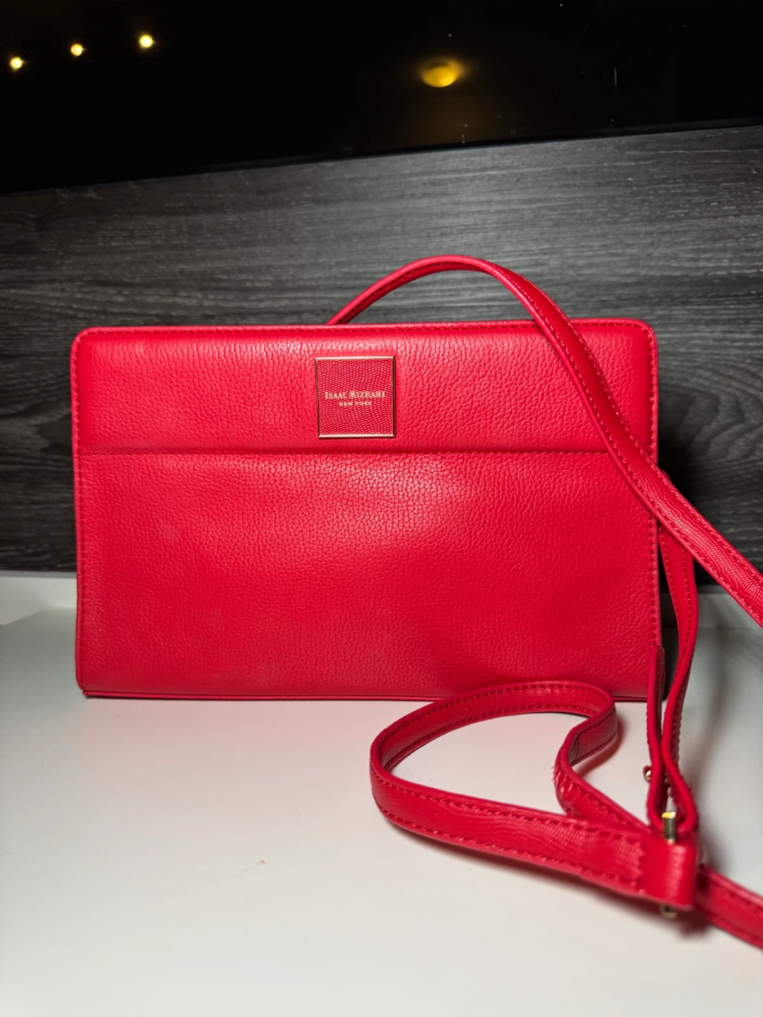 Isaac Mizrahi Red Leather Clutch/Crossbody Bag