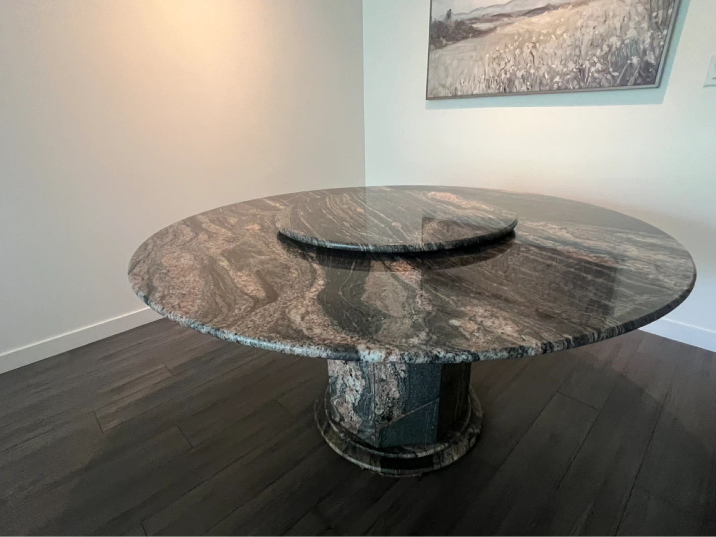 Round Granite Pedestal Dining Table