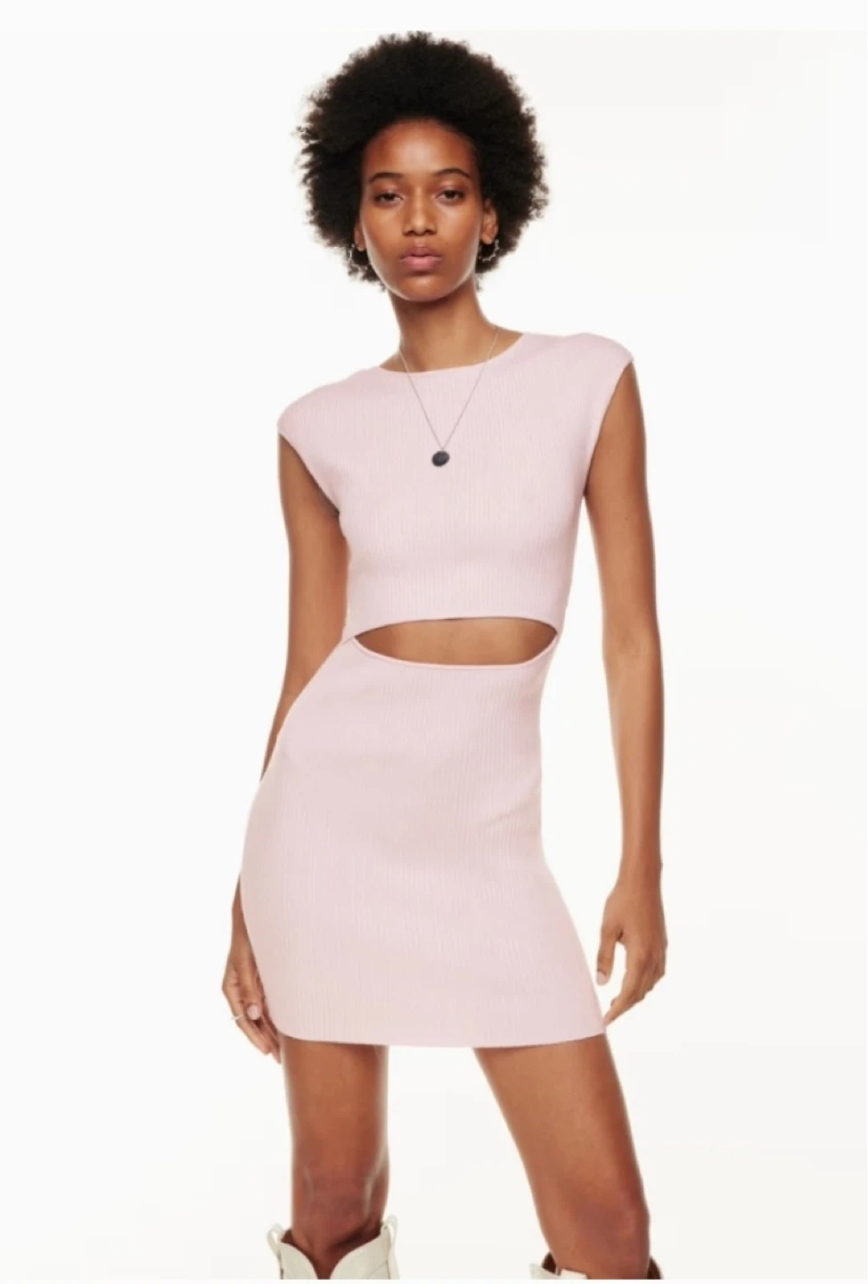 Wilfred Free Ribbed Cutout Mini Dress - Pink - Size L