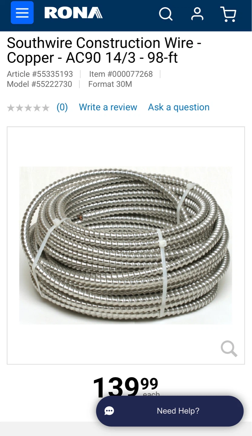 Southwire AC90 14/3 30M Armoured