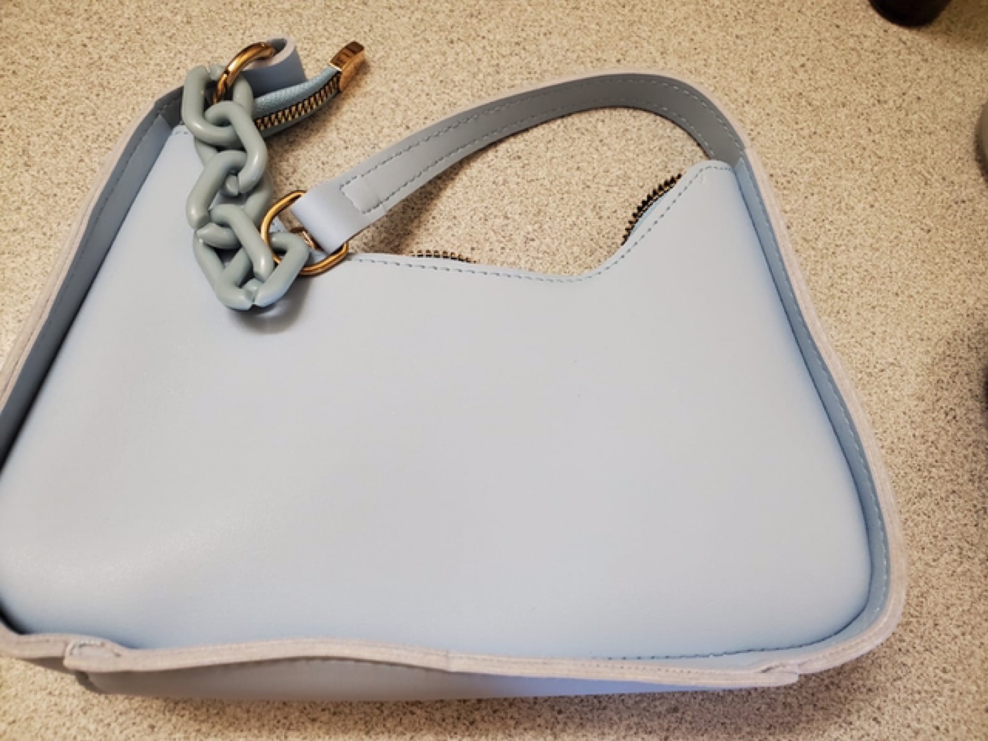 Light Blue Shoulder Bag with Chunky Chain - photo 2