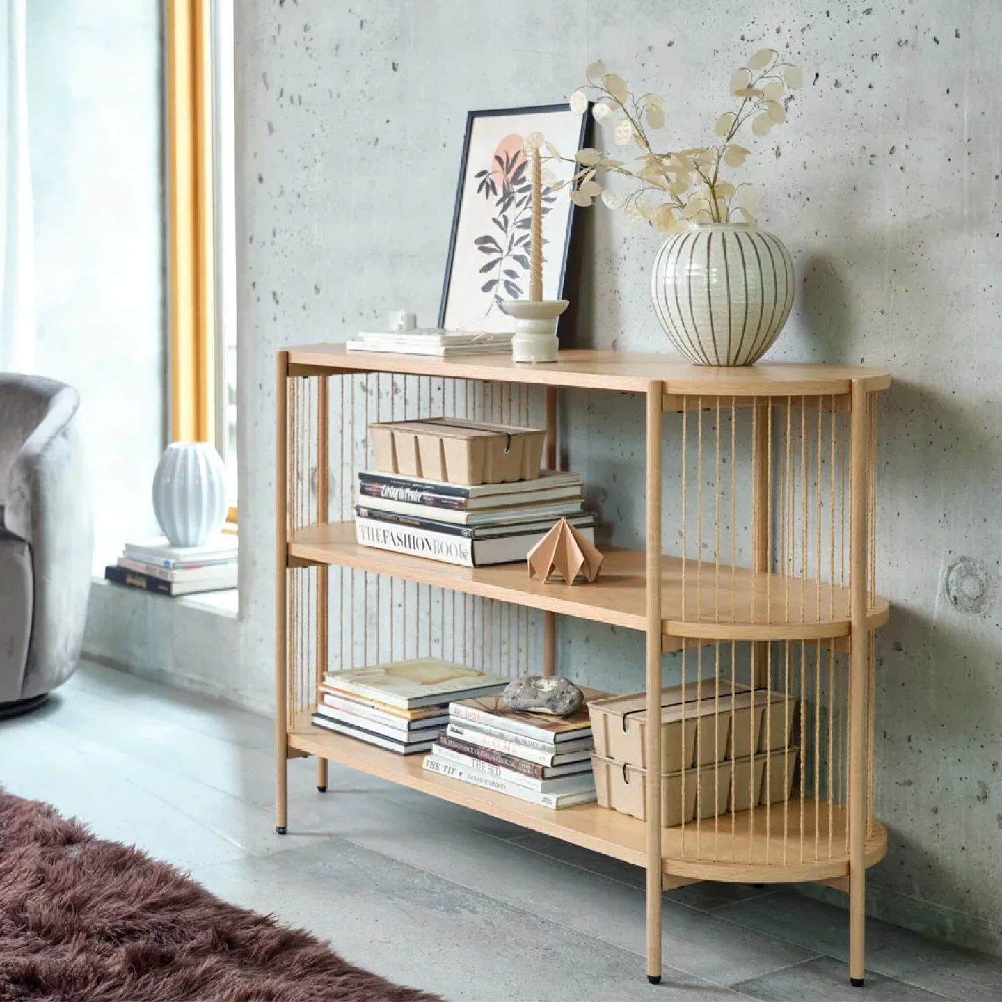 Wood and Metal 3-Tier Shelf Unit / Sideboard