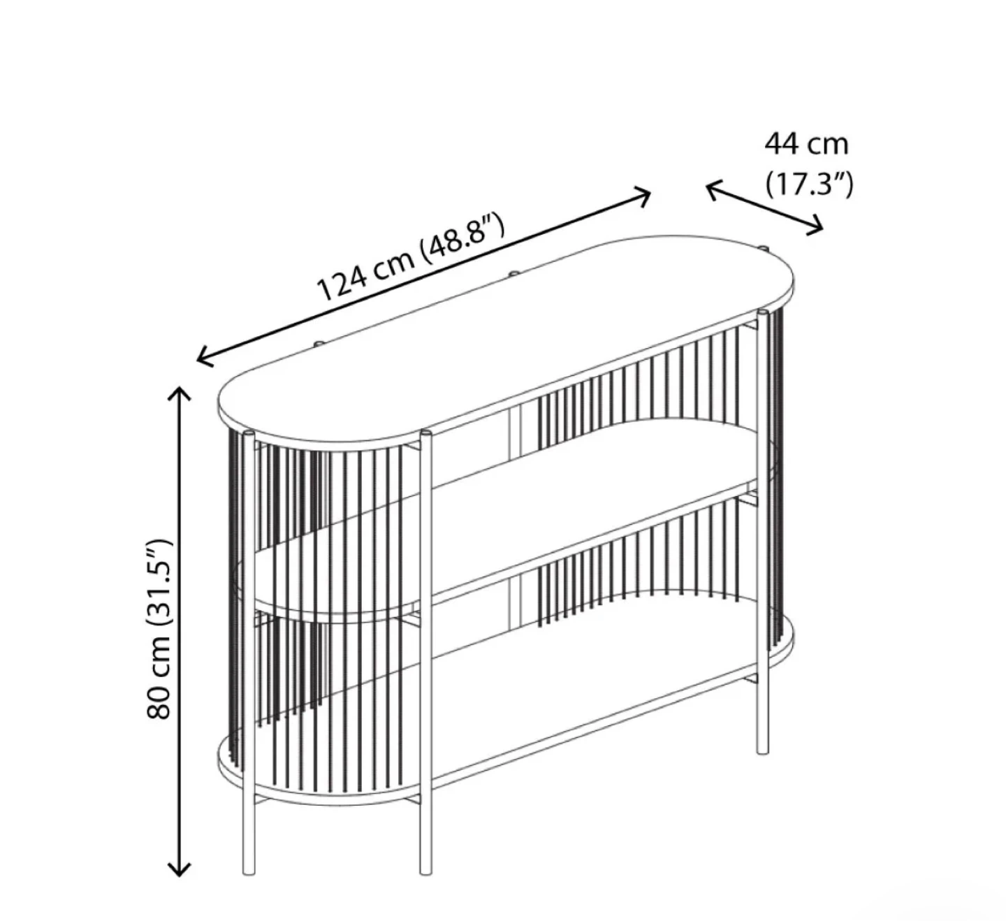 Wood and Metal 3-Tier Shelf Unit / Sideboard - photo 3