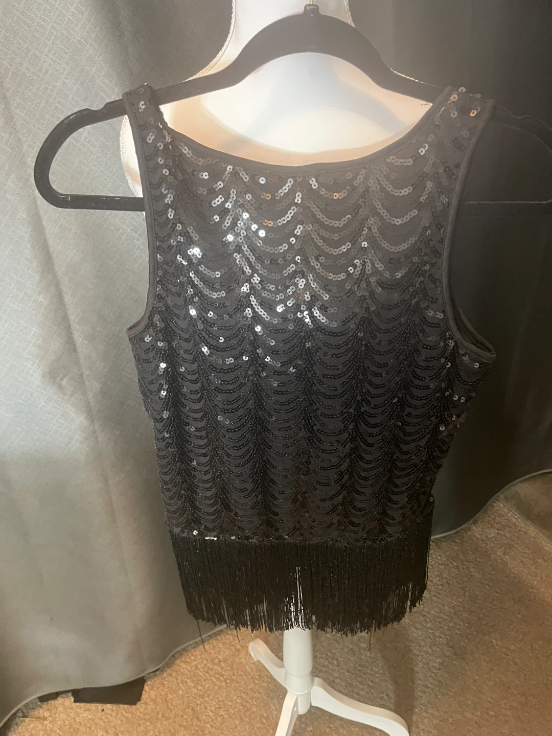 Charlotte Russe Black Sequin Fringe Tank Top - Size M - photo 2