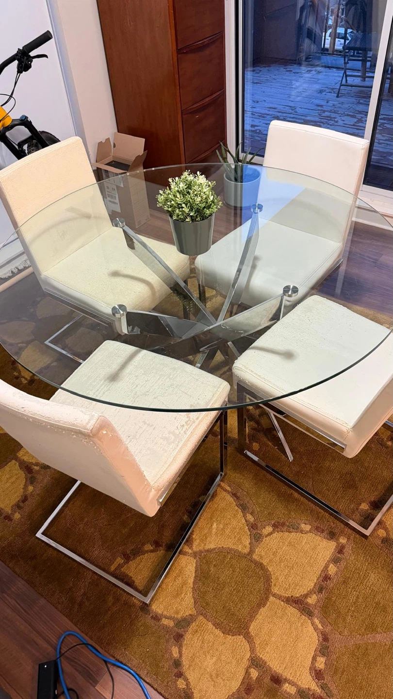 Glass Dining Table with 4 Chairs - photo 2