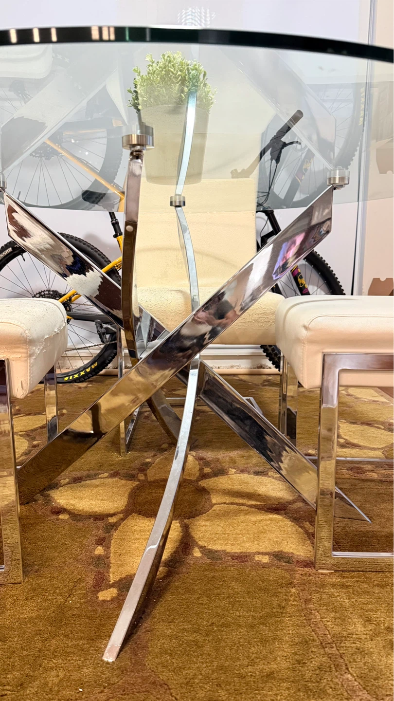 Glass Dining Table with 4 Chairs