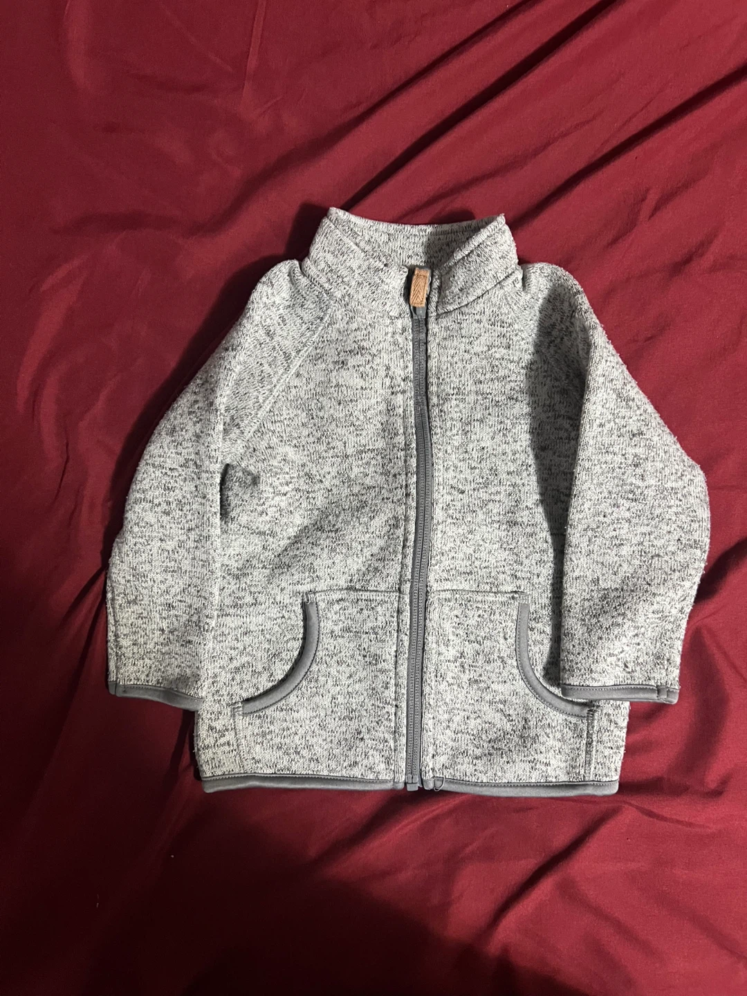 Grey Fleece Zip-Up Sweater