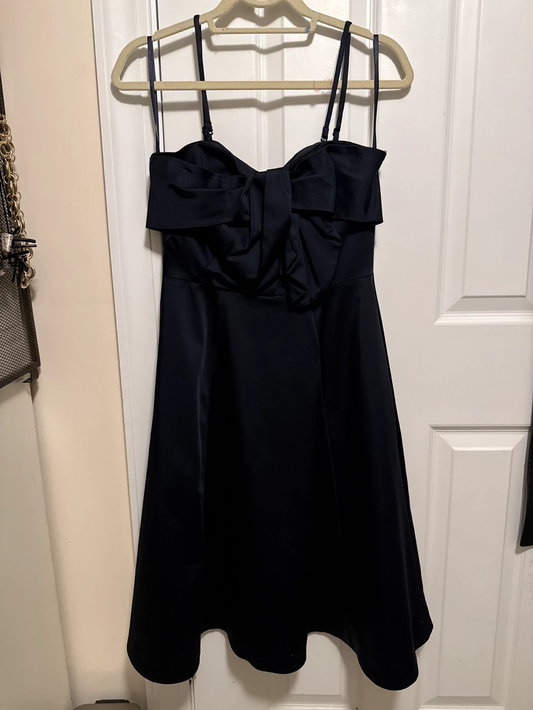 WHBM Navy Blue Bow Detail Strapless Dress Size 2 - photo 4