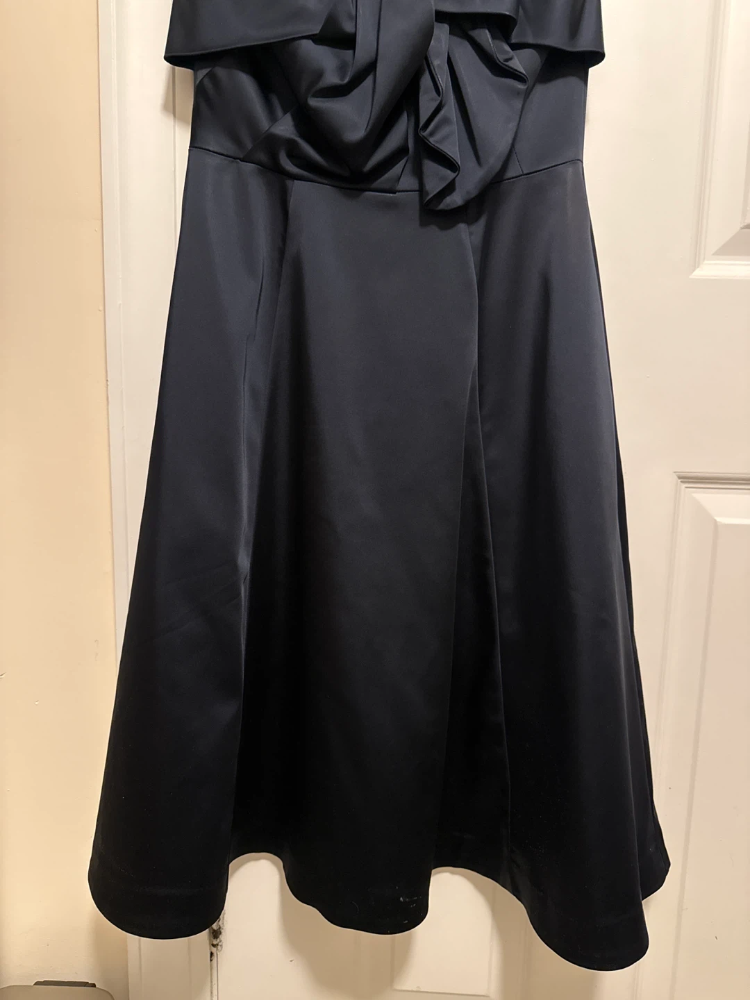 WHBM Navy Blue Bow Detail Strapless Dress Size 2 - photo 3