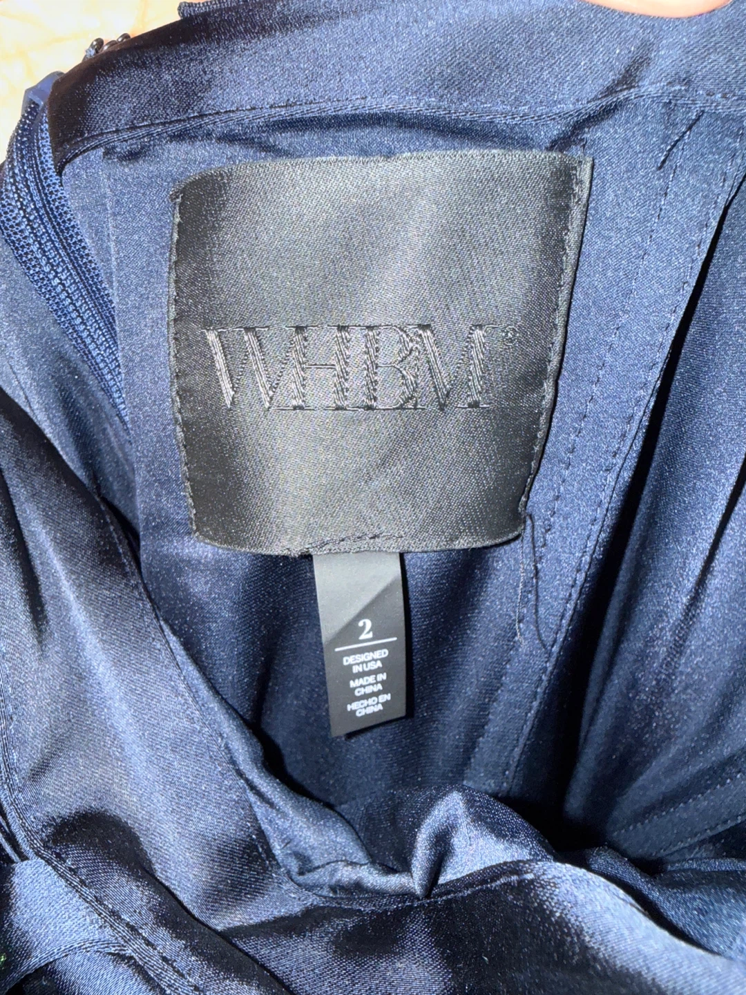 WHBM Navy Blue Bow Detail Strapless Dress Size 2