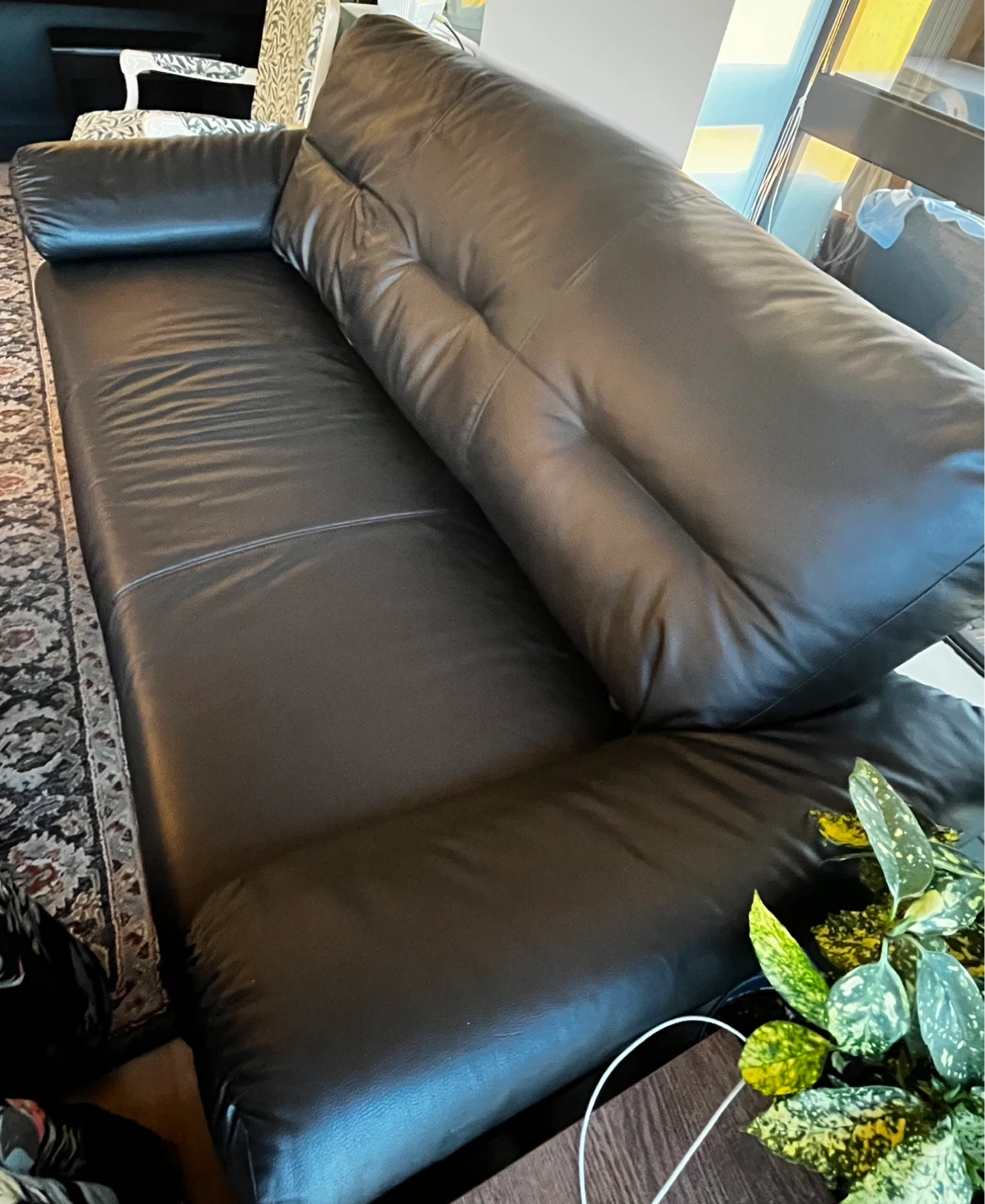 Black Leather Sofa - photo 4