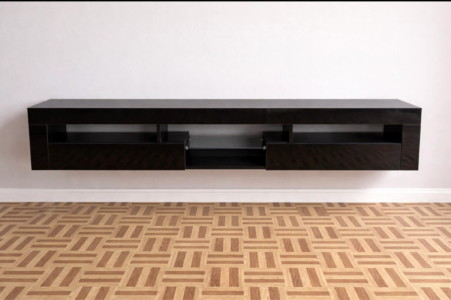 Floating Black Media Console TV Stand