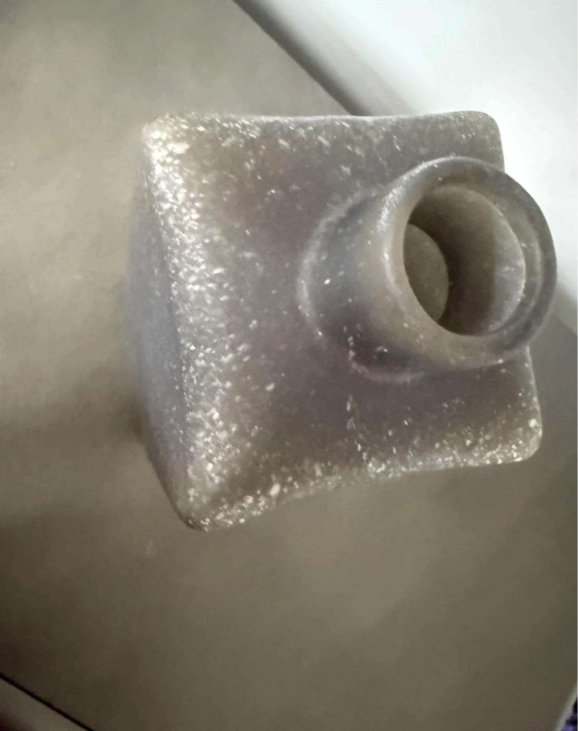 Square Frosted Cement Grey Glass Vase - photo 4