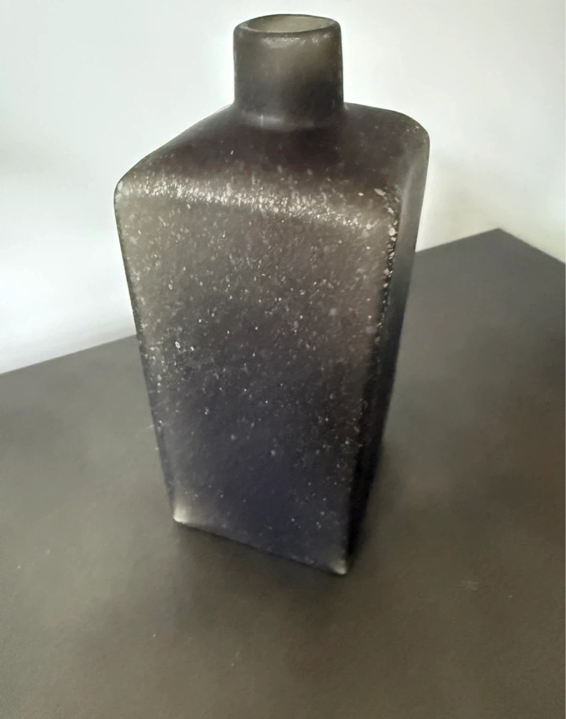 Square Frosted Cement Grey Glass Vase - photo 2