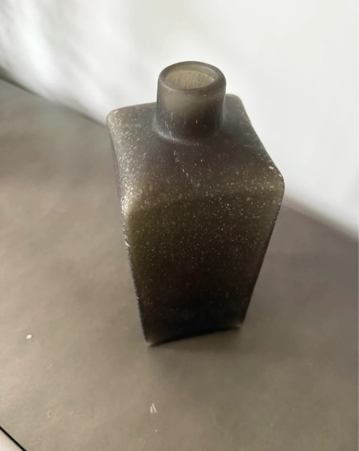 Square Frosted Cement Grey Glass Vase