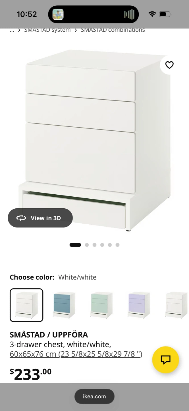 IKEA SMÅSTAD / UPPFÖRA 3-drawer chest, white