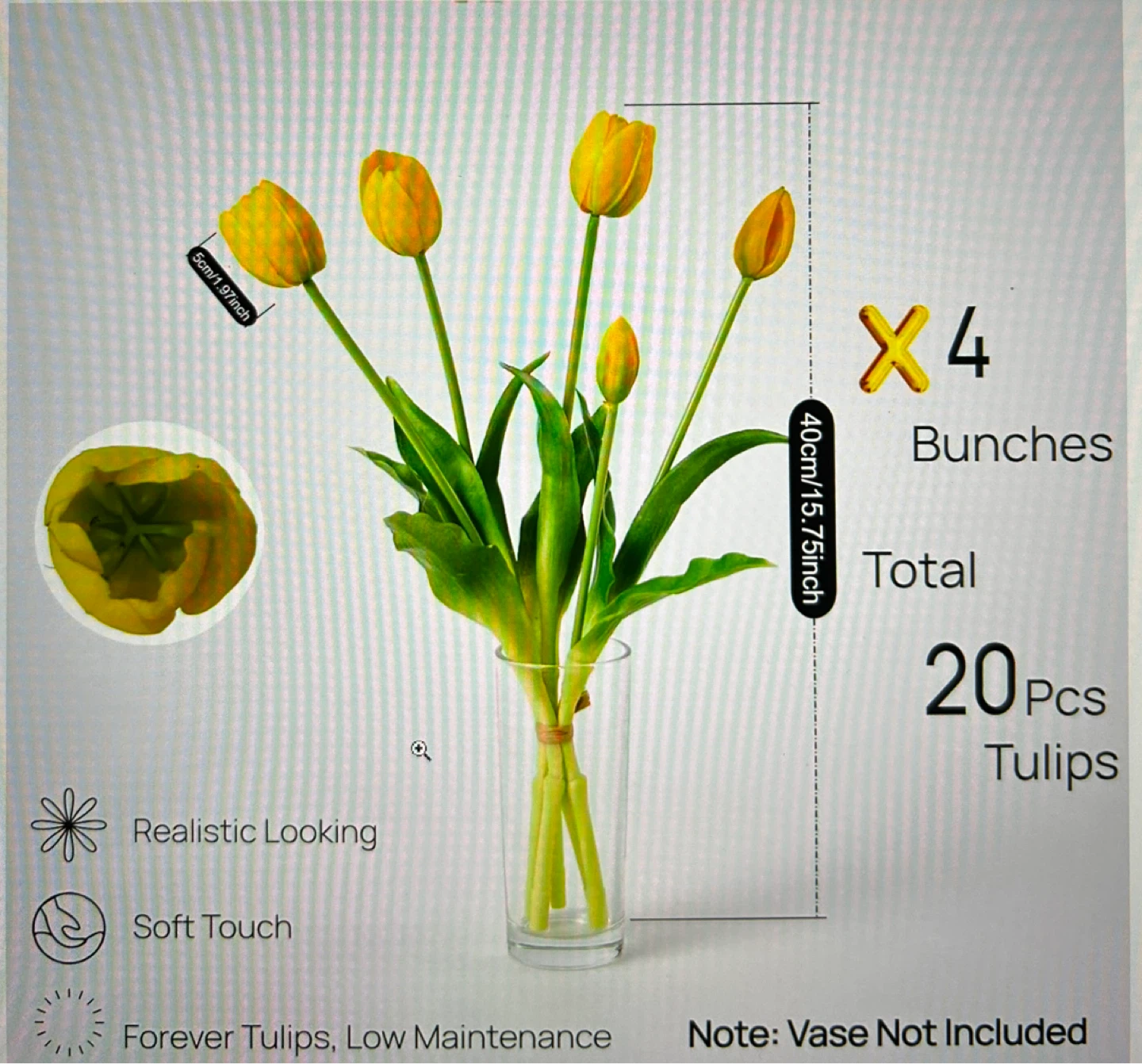 Artificial Yellow Tulips - 20 Pcs - photo 2