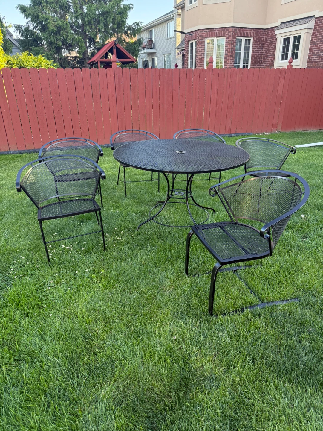 Black Wrought Iron  Patio Set With 6 Chairs