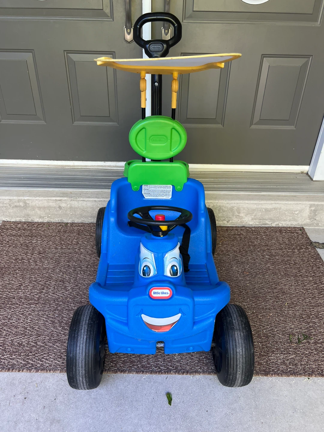Little Tikes blue car with parent handle and canopy - photo 2