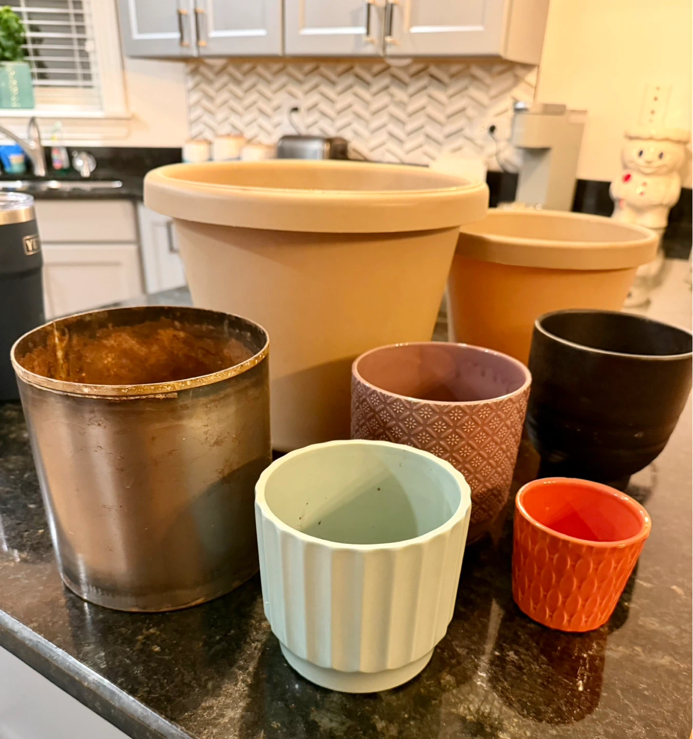Assorted Small Planters - Various Colors and Textures