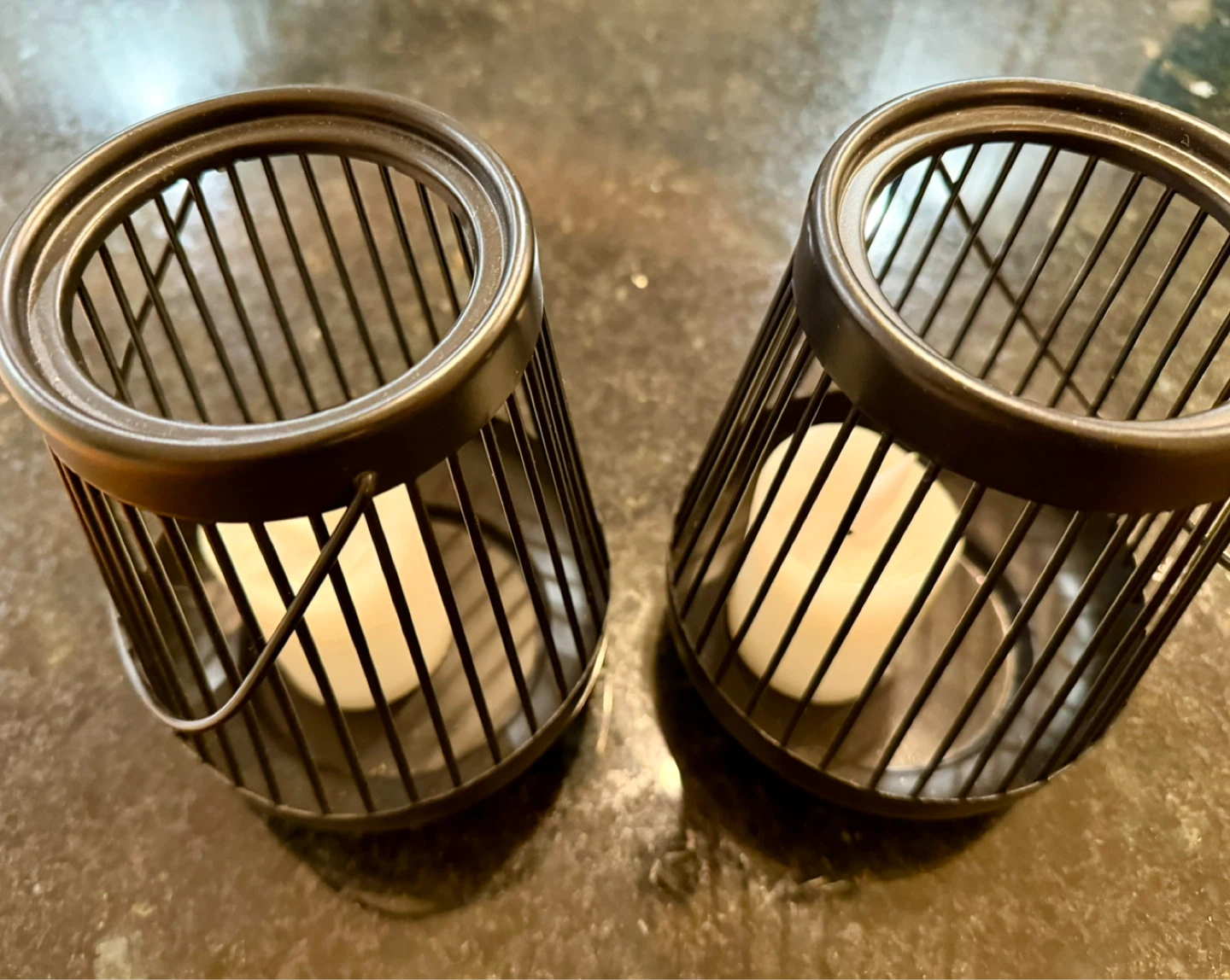Set of 2 Black Metal Lanterns with Candles - photo 2