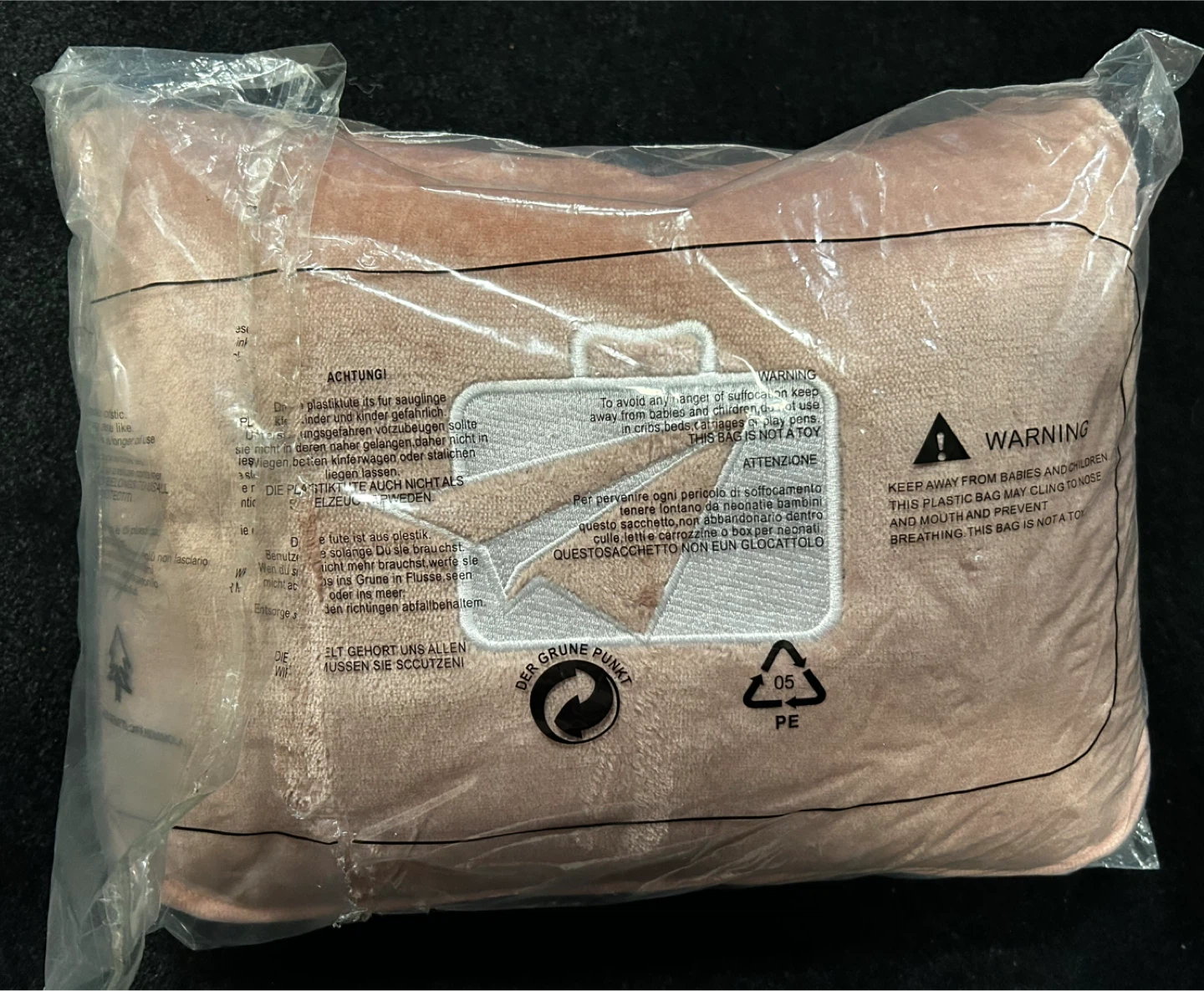 Pink Soft Travel Blanket Pillow