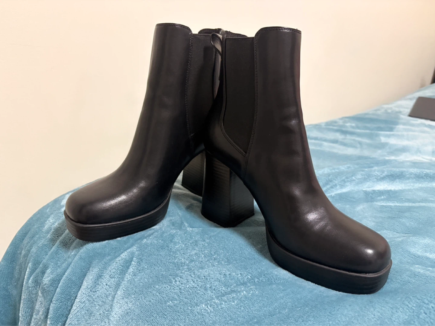 Call It Spring Black Vegan Platform Heel Boots