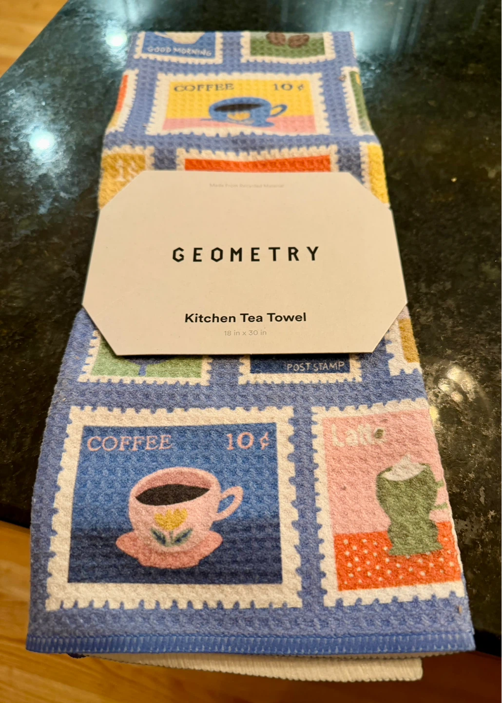 Geometry Kitchen Tea Towel - Coffee Stamp Design