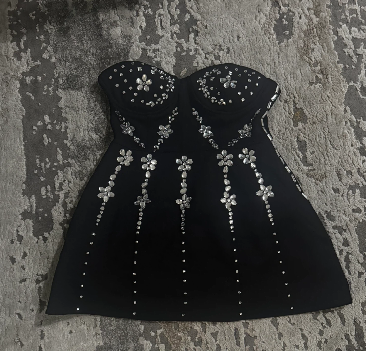 Black Strapless Embellished Mini Dress - photo 2